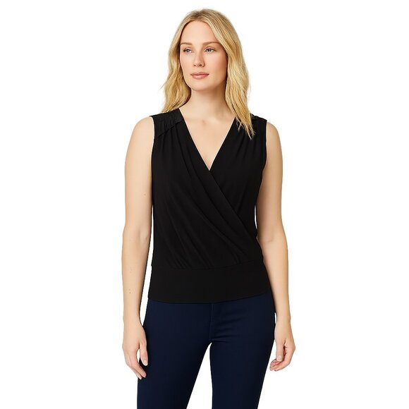 NWT White House Black Market Sleeveless Banded Bottom Surplice Top Medium #WHBM3 - Picture 1 of 9